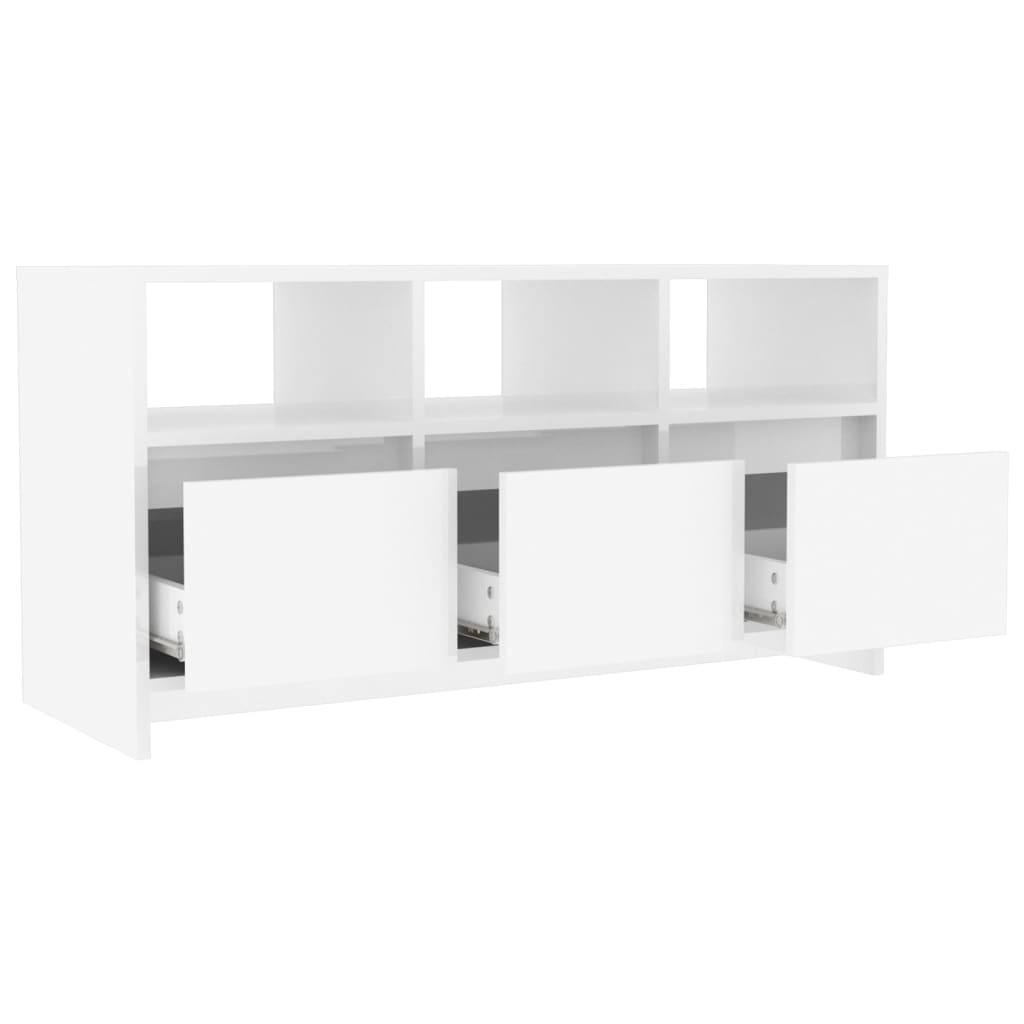 vidaXL tv-bord 102x37,5x52,5 cm spånplade hvid højglans