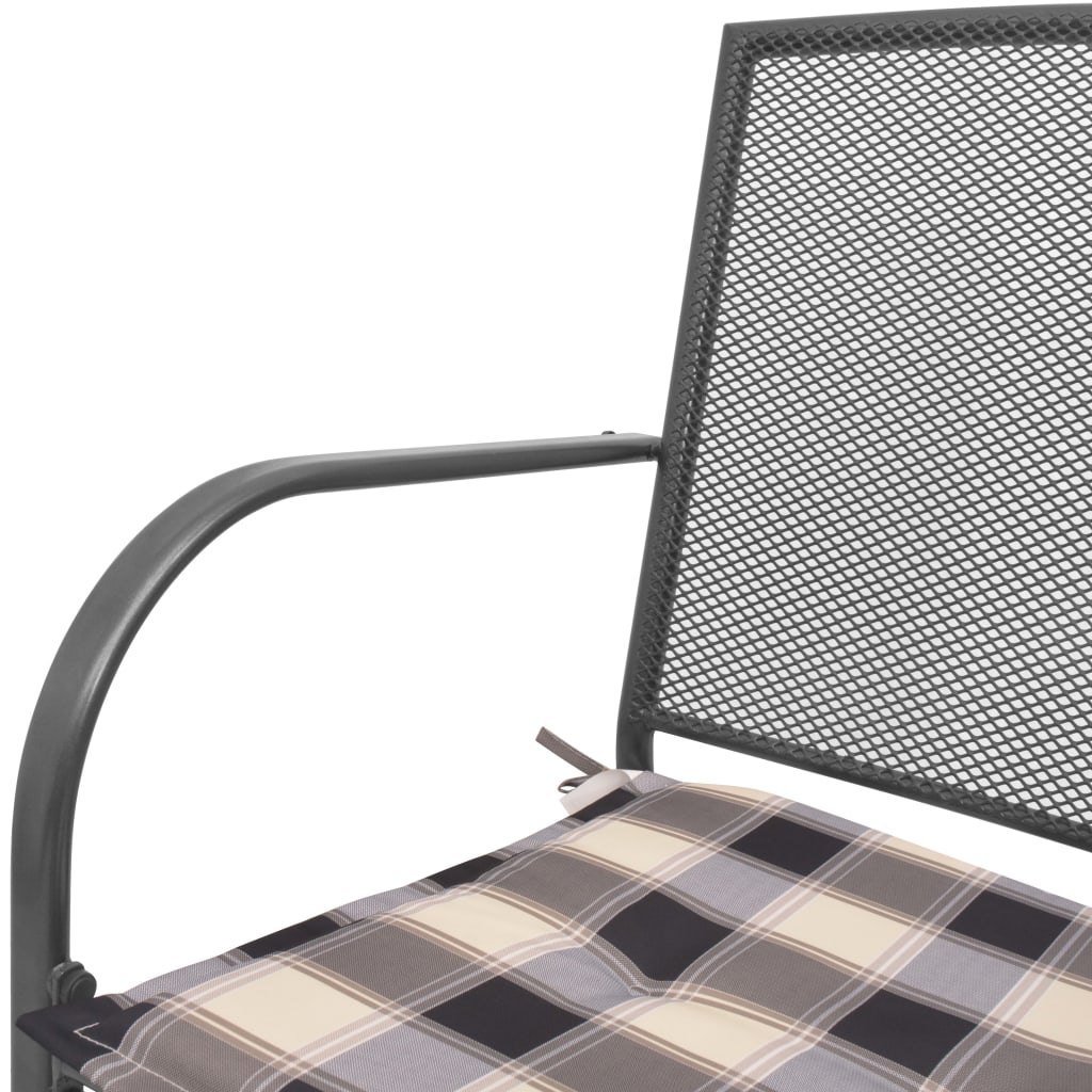 vidaXL udendørs spisebordssæt 5 dele med hynder stål antracitgrå