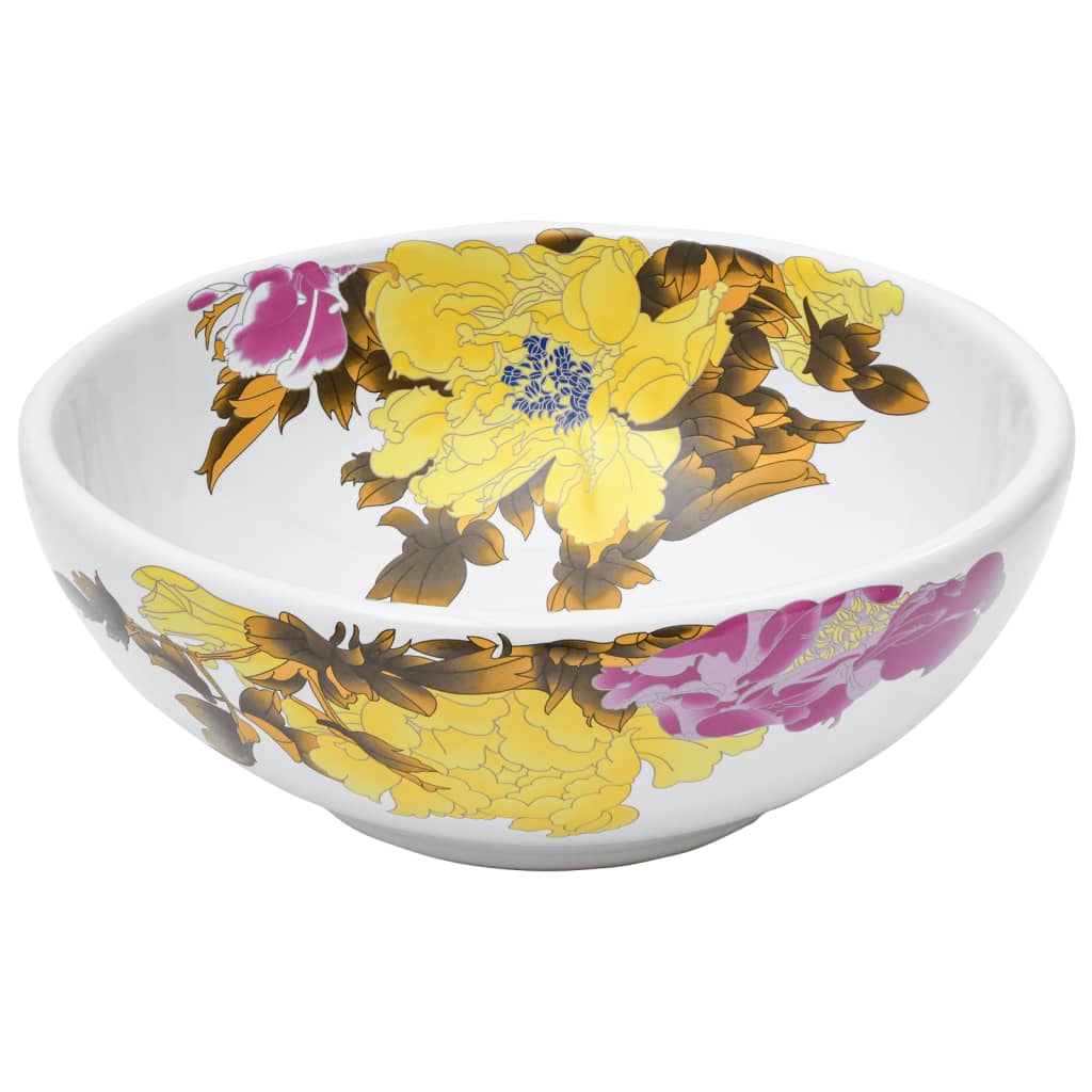 vidaXL håndvask til bordplade Φ41x14 cm rund keramik flerfarvet