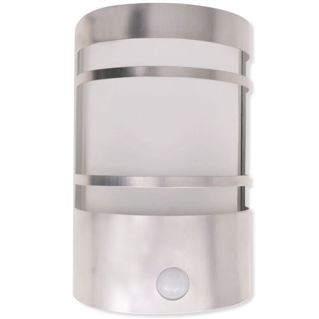 vidaXL Udendørs væglampe med sensor rustfrit stål