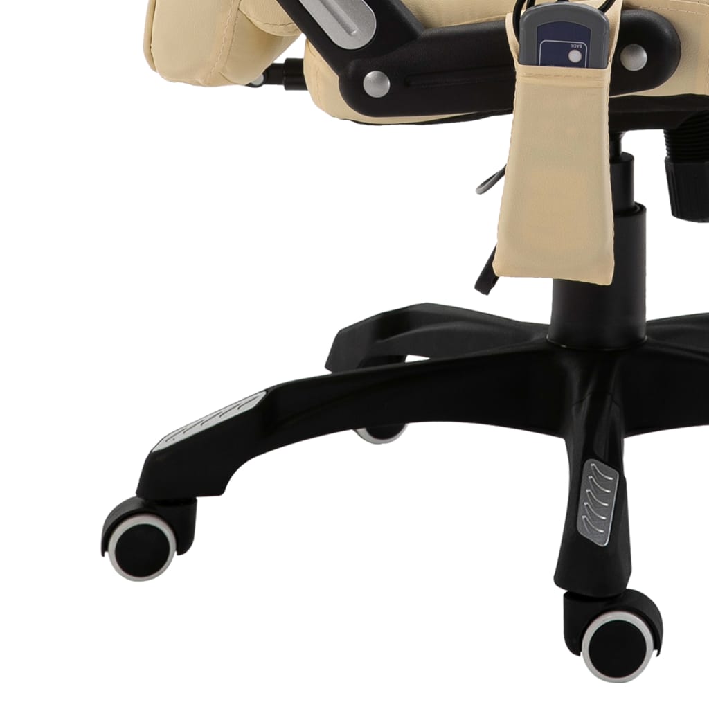 vidaXL kontorstol med massagefunktion polyester cremefarvet