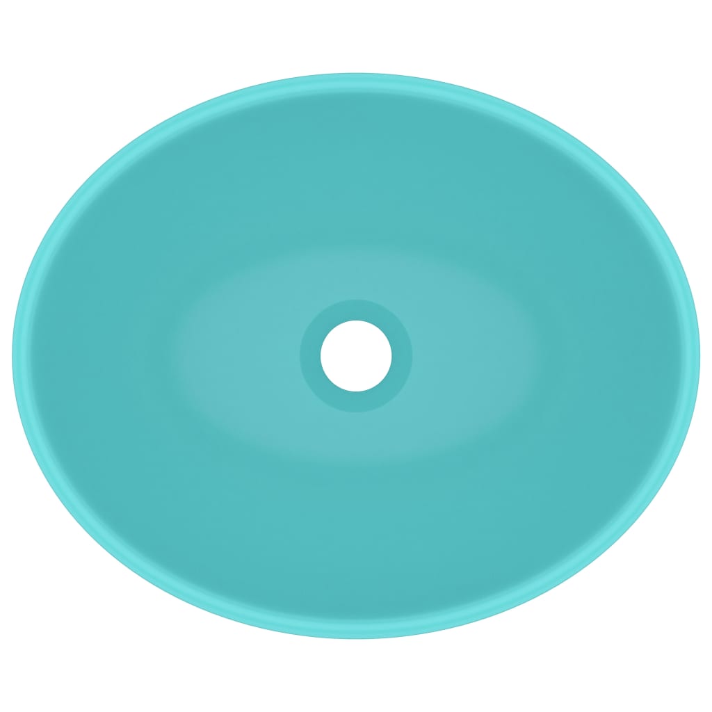 vidaXL luksuriøs håndvask 40x33 cm keramisk oval mat lysegrøn
