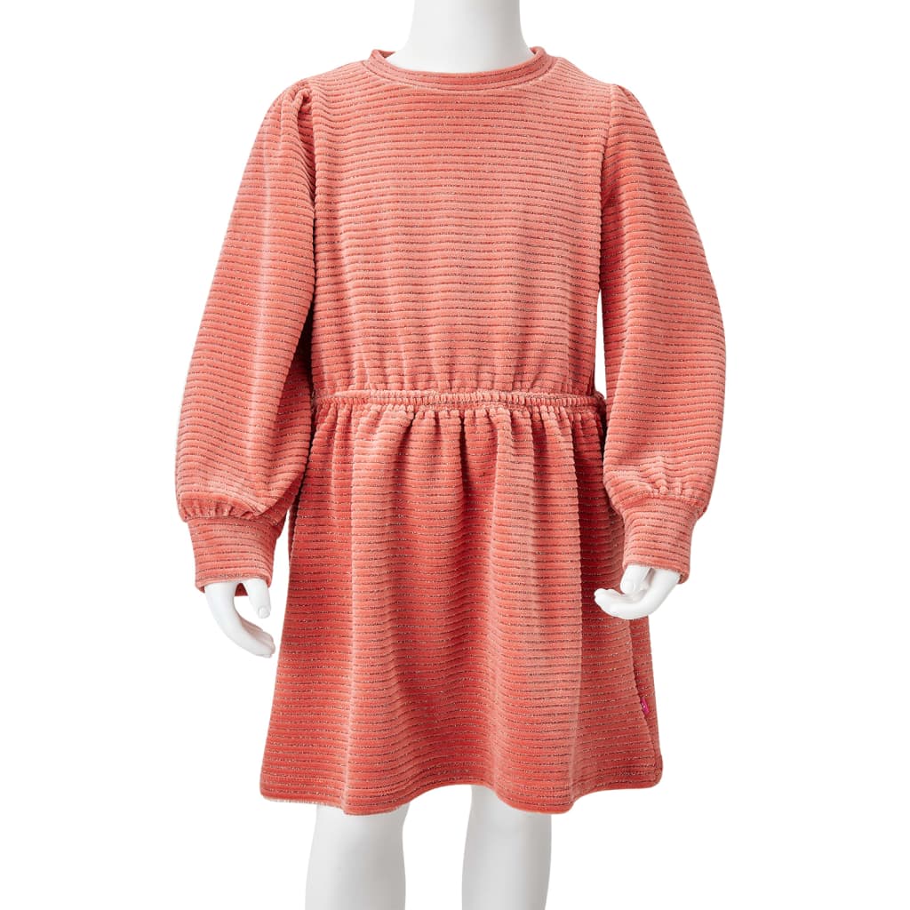 Langærmet kjole til børn str. 92 fløjl lyserød