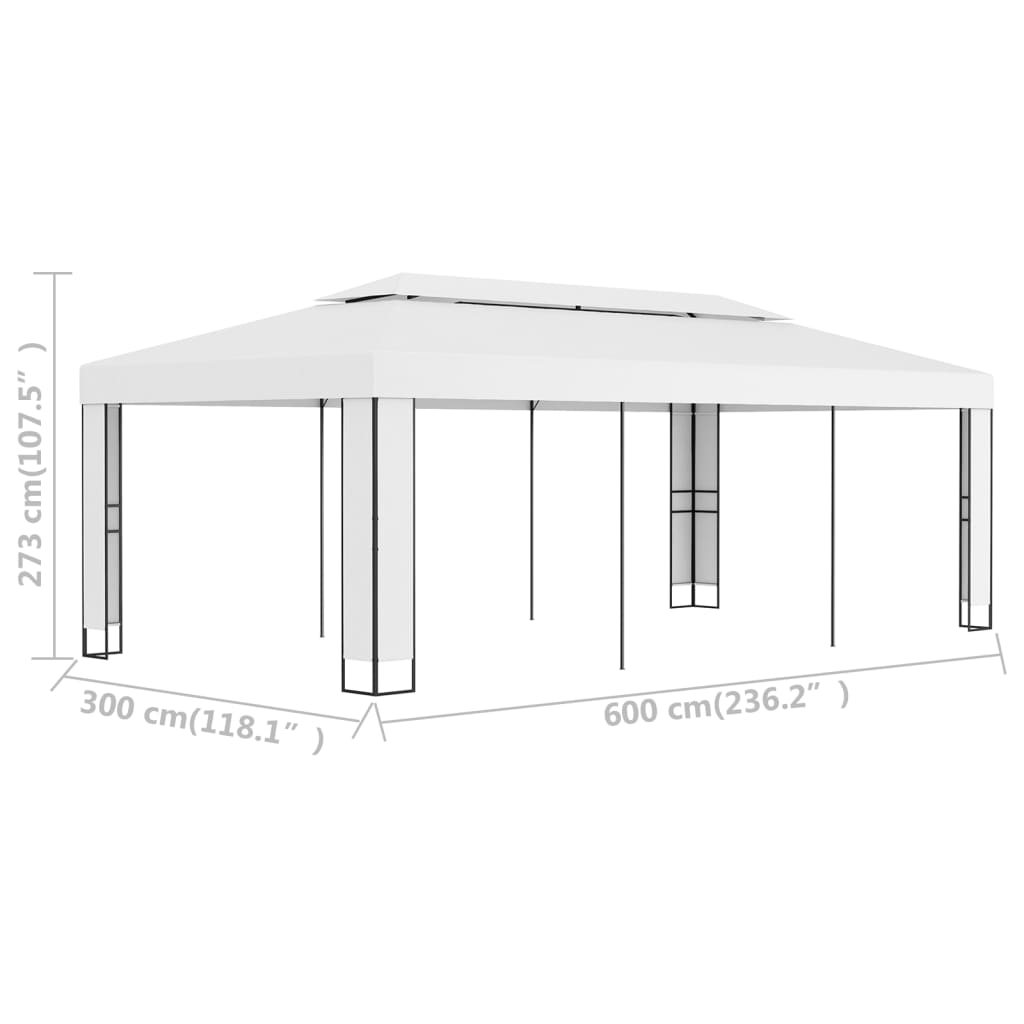 vidaXL pavillon med dobbelttag 3x6 m hvid