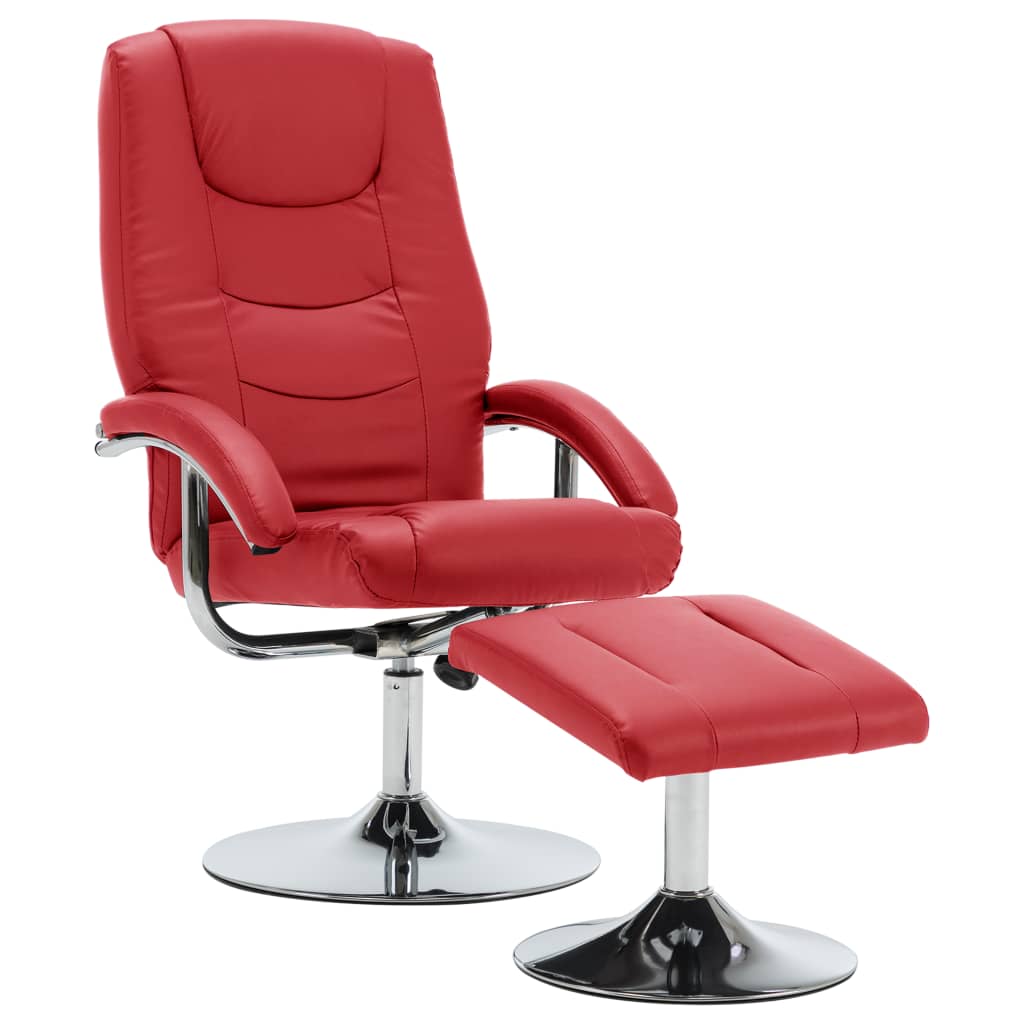 vidaXL lænestol med fodskammel rød kunstlæder