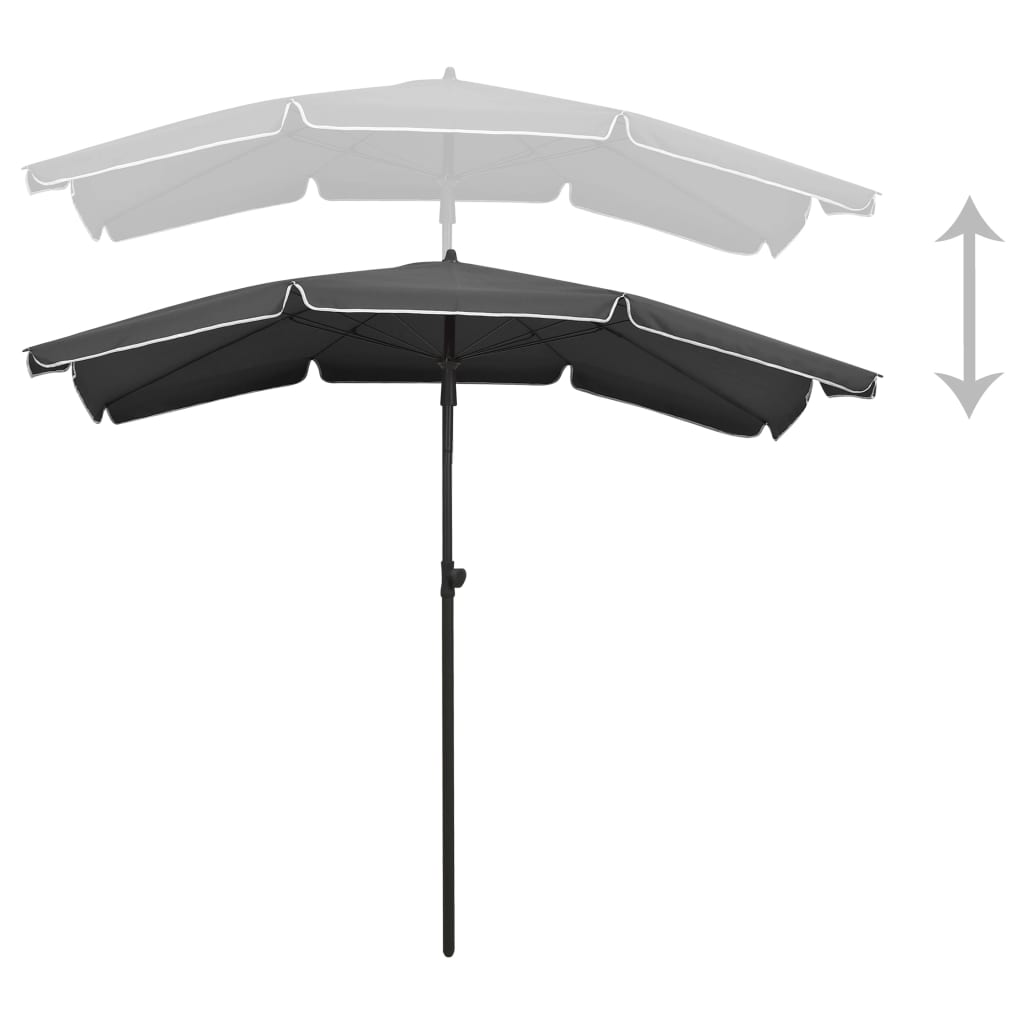 vidaXL parasol med stang 200x130 cm antracitgrå