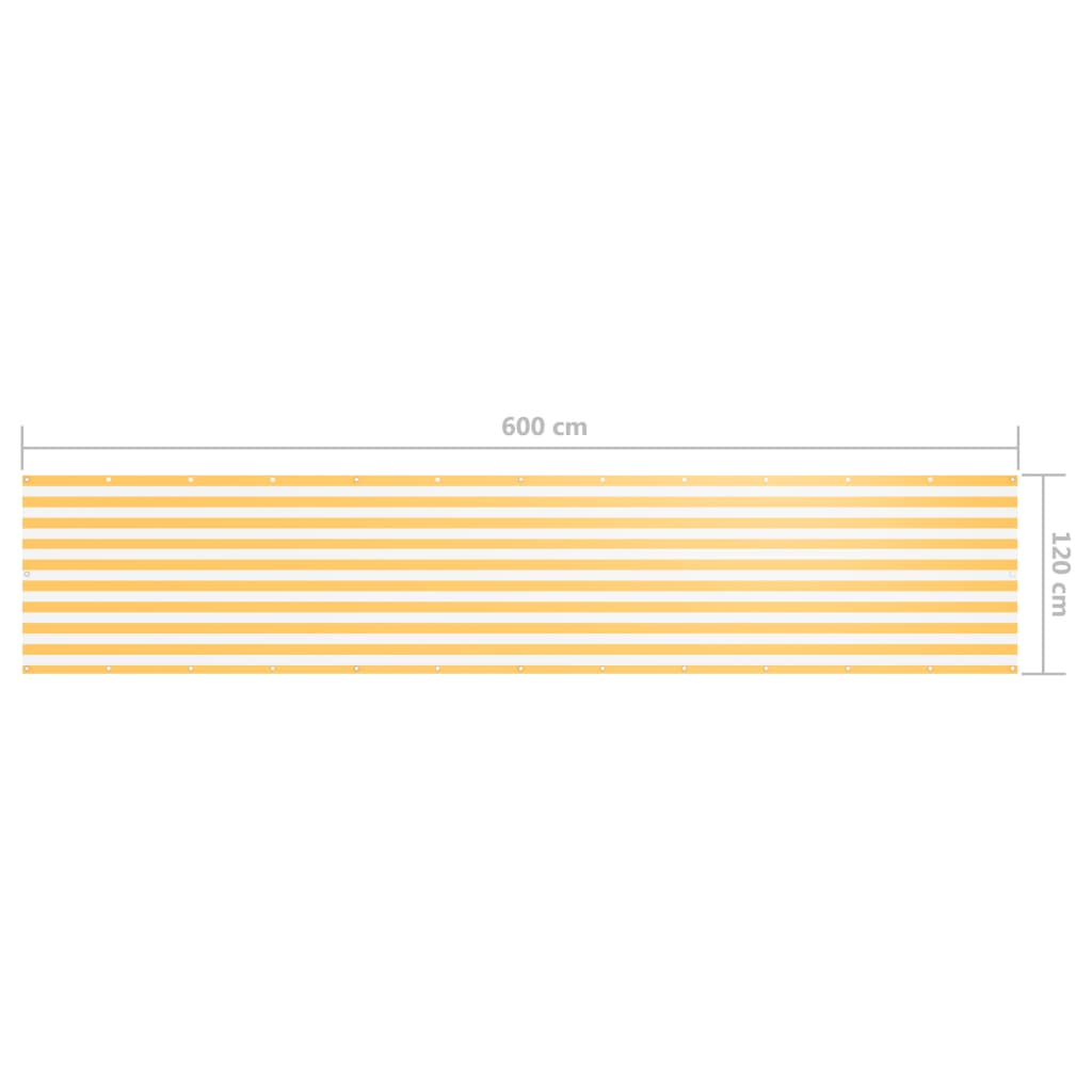 vidaXL altanafskærmning 120x600 cm oxfordstof hvid og gul