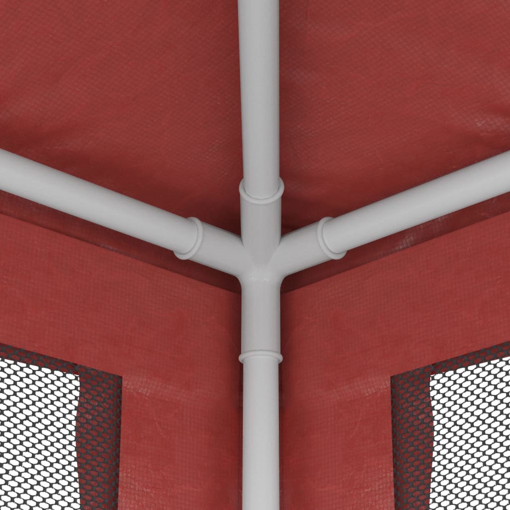vidaXL festtelt med 4 sidevægge 2,5x2,5 m trådnet HDPE rød
