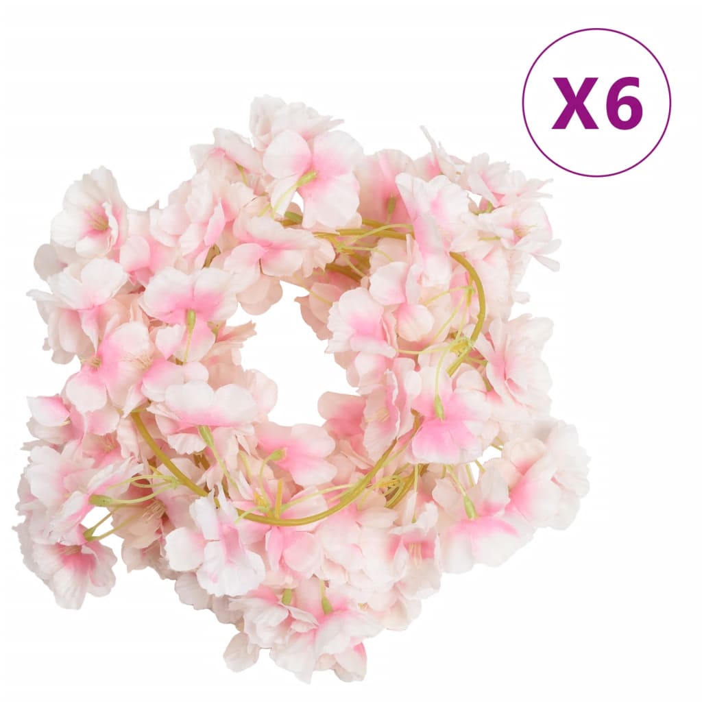 vidaXL kunstige blomsterguirlander 6 stk. 180 cm lyserød