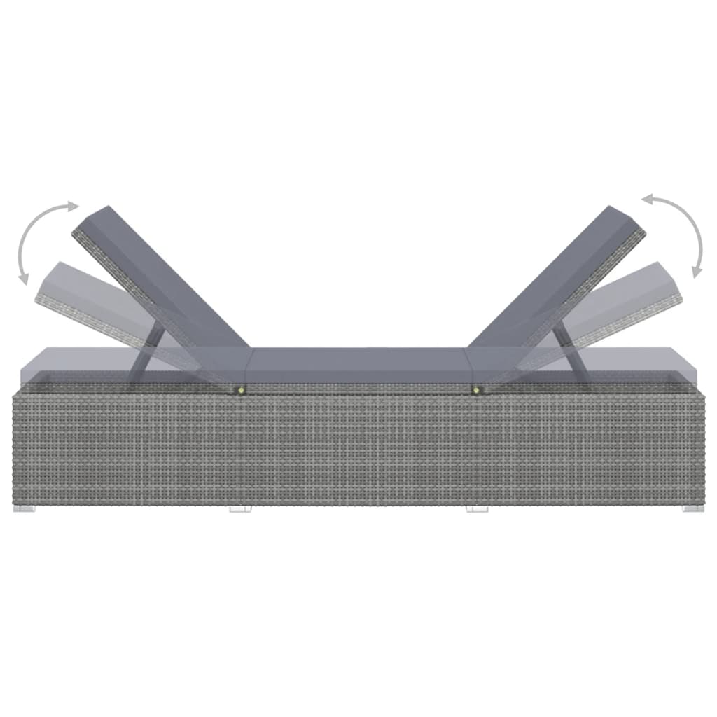 vidaXL loungestole med tebord 3 dele polyrattan grå