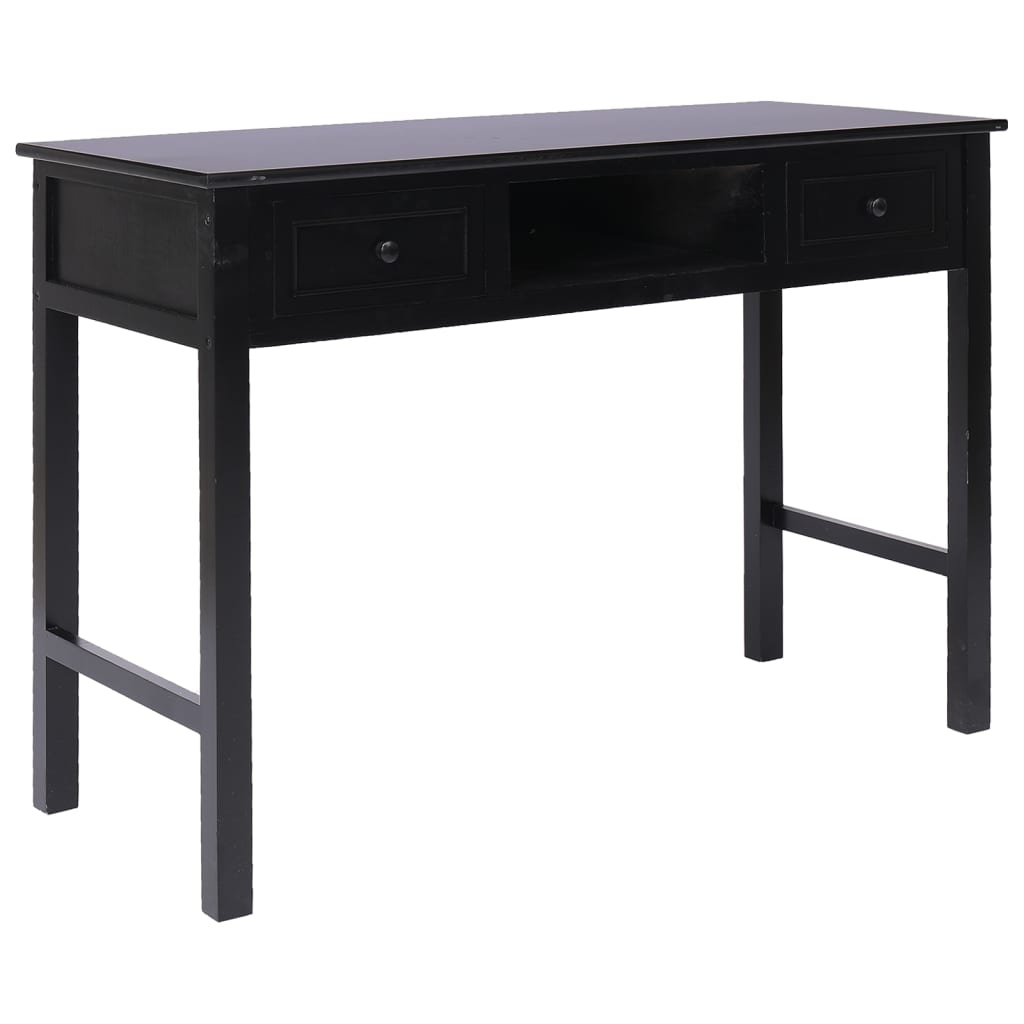 vidaXL skrivebord 108x45x76 cm massivt kejsertræ sort
