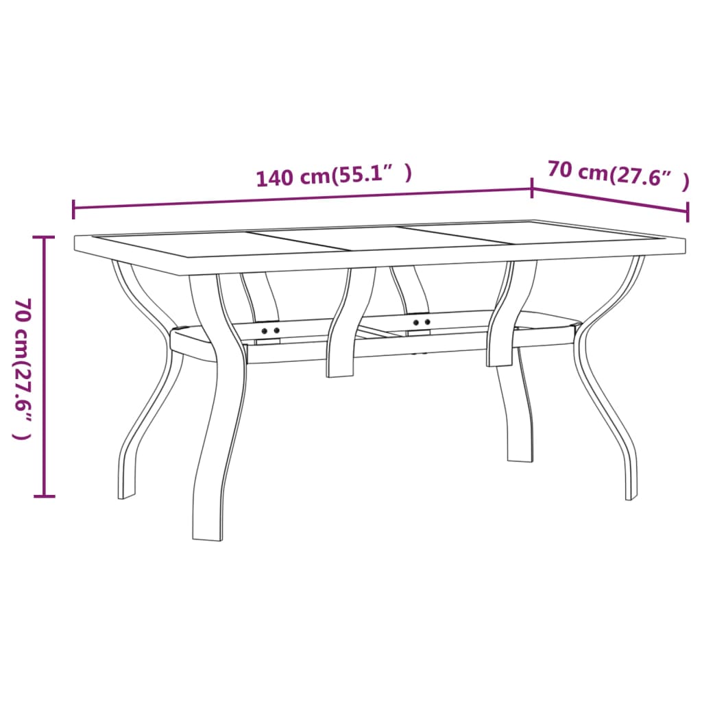 vidaXL spisebordssæt til haven 5 dele grå og sort