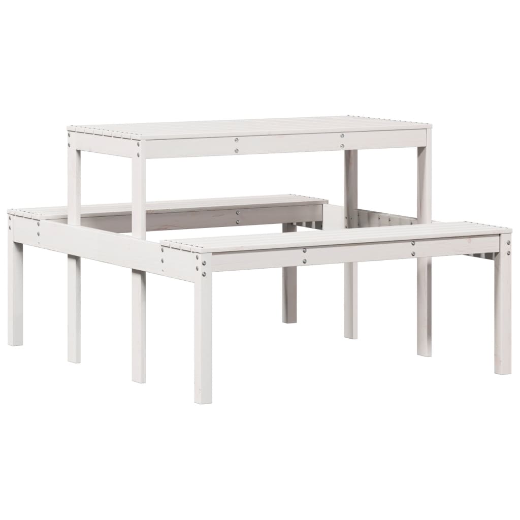 vidaXL picnicbord 110x134x75 cm massivt fyrretræ hvid