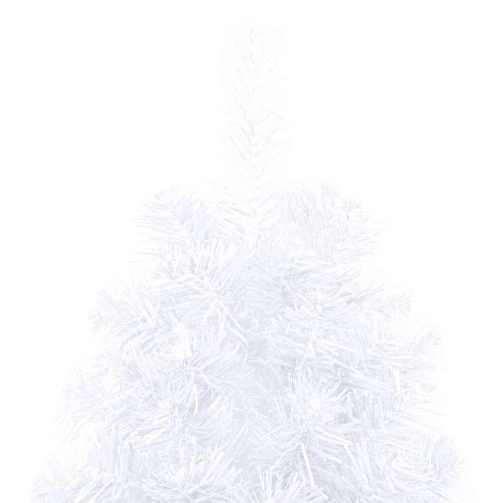 vidaXL kunstigt halvt juletræ med lys og juletræsfod 150 cm PVC hvid