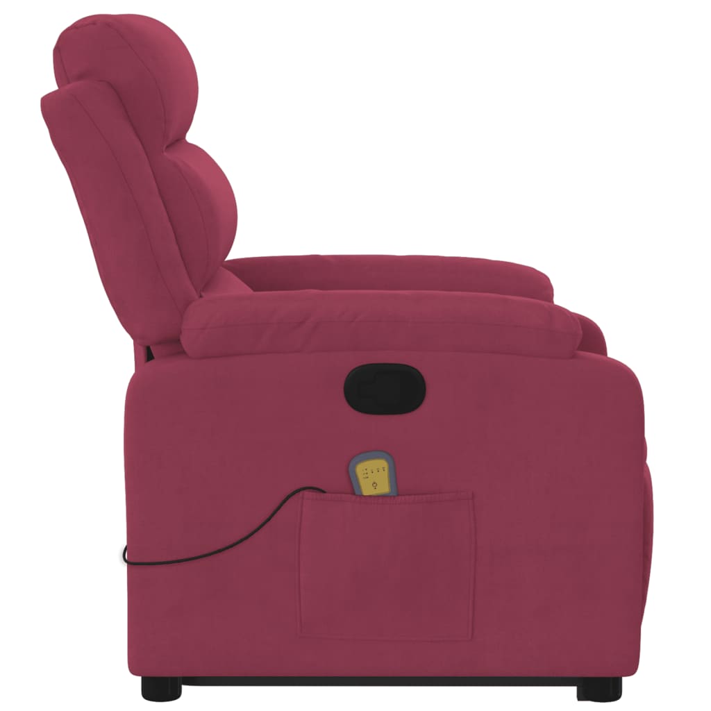 vidaXL løftestol med massagefunktion fløjl vinrød