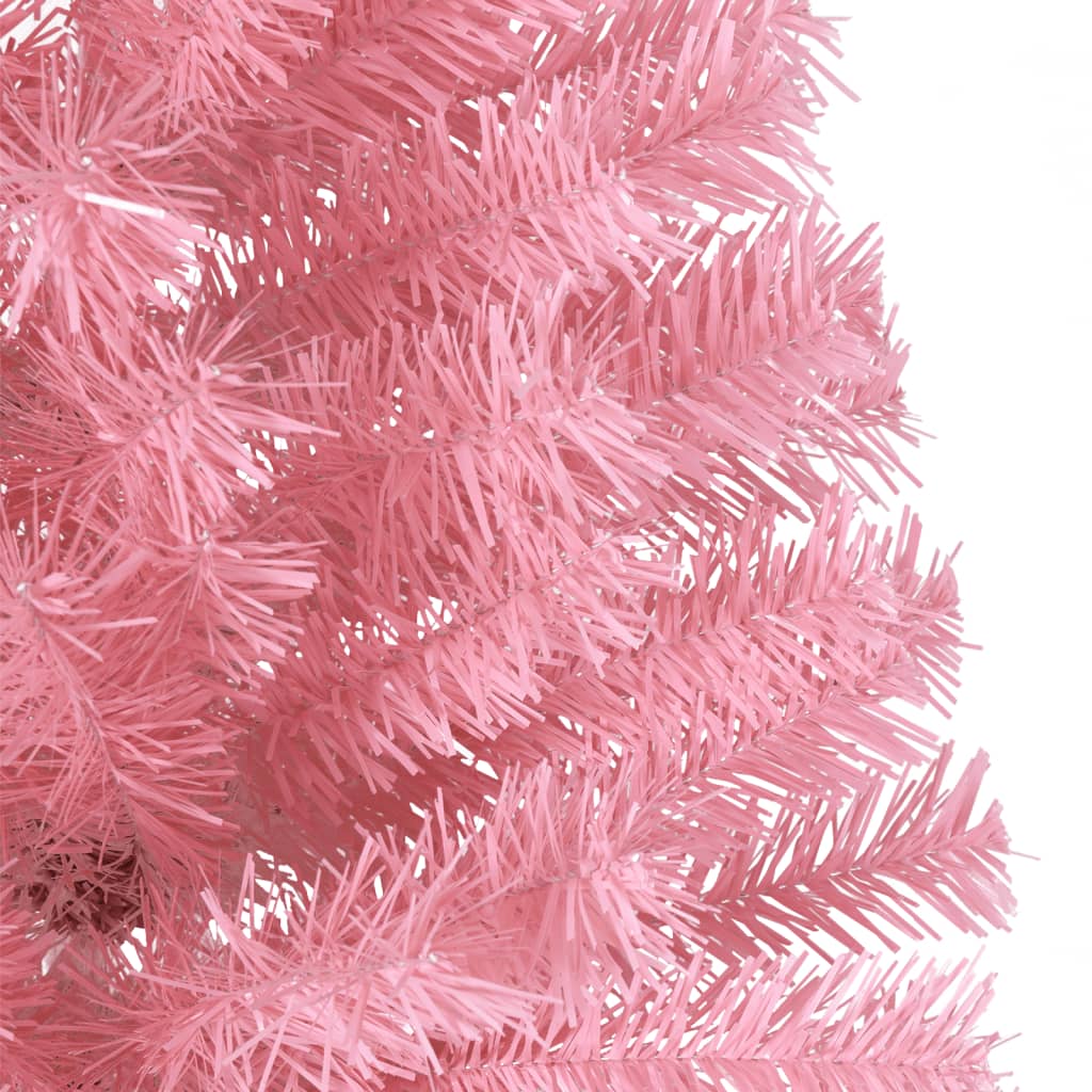 vidaXL kunstigt halvt juletræ med juletræsfod 210 cm PVC pink