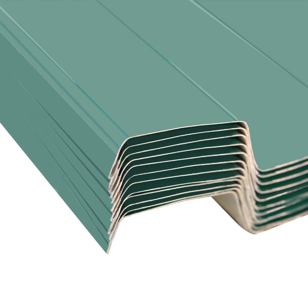 vidaXL tagplader 12 stk. galvaniseret stål grøn