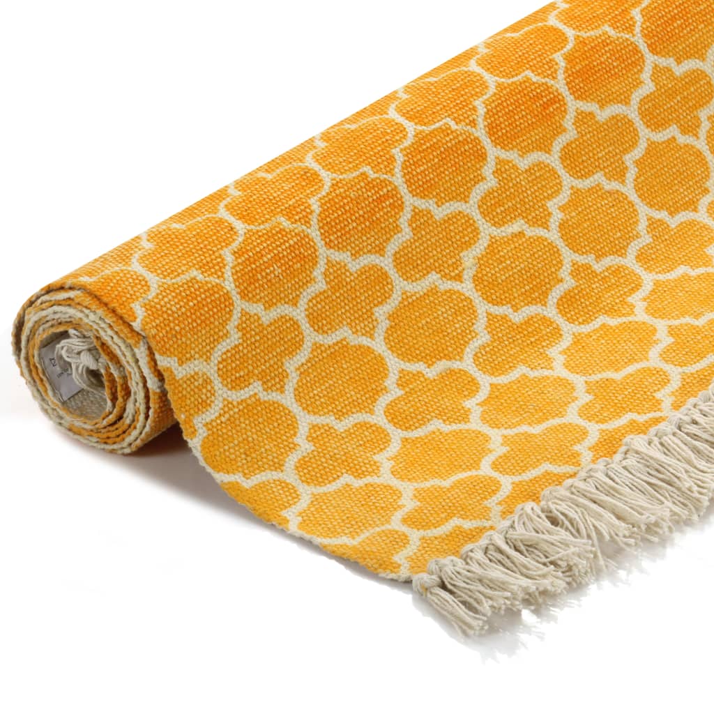 vidaXL kilim-tæppe med mønster bomuld 160 x 230 cm gul