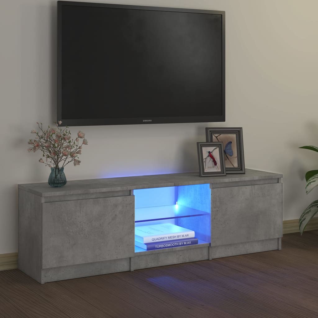 vidaXL tv-skab med LED-lys 120x30x35,5 cm betongrå