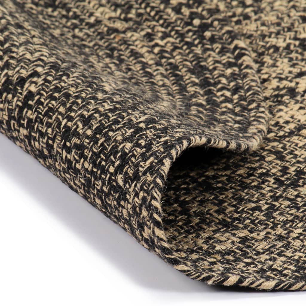 vidaXL håndlavet tæppe jute 150 cm sort og naturfarvet