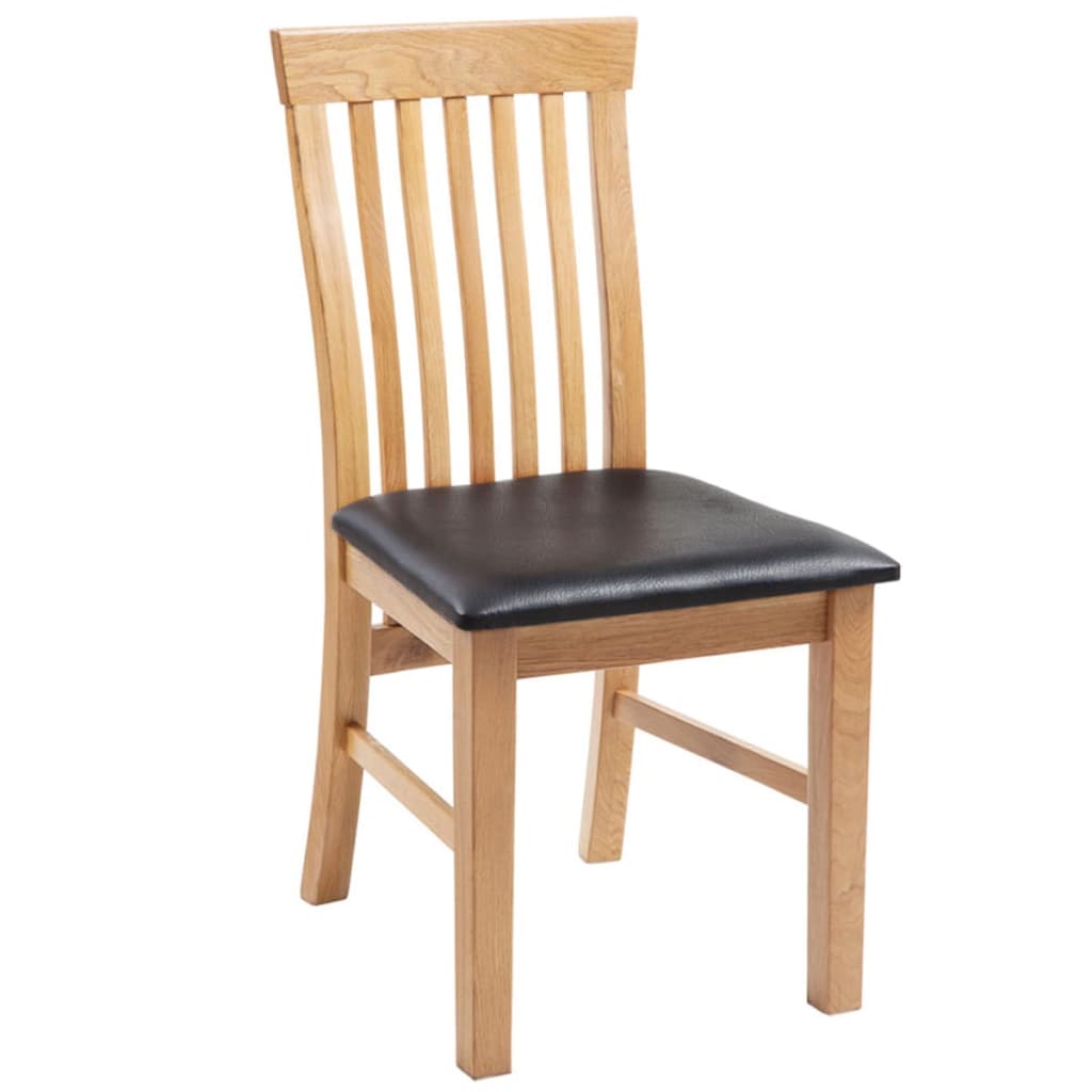 vidaXL spisebordsstole 2 stk. massivt egetræ og kunstlæder