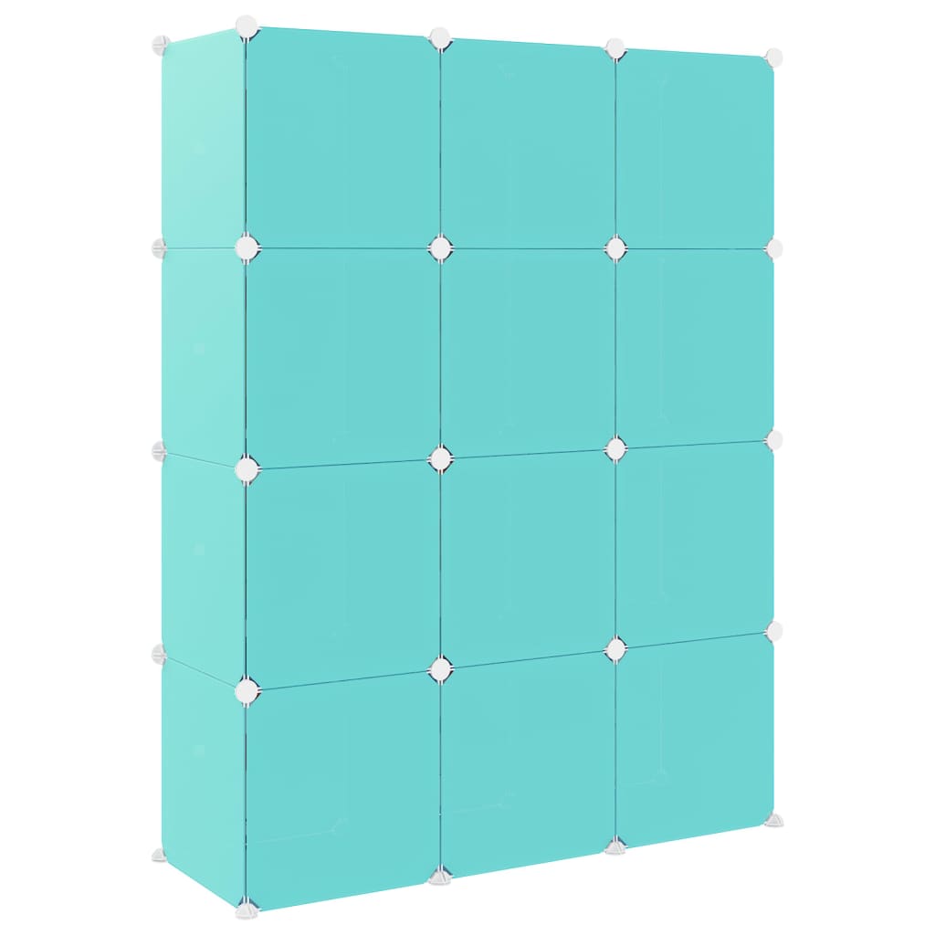 vidaXL opbevaringsreol til børn 12 kubeformede kasser PP grøn