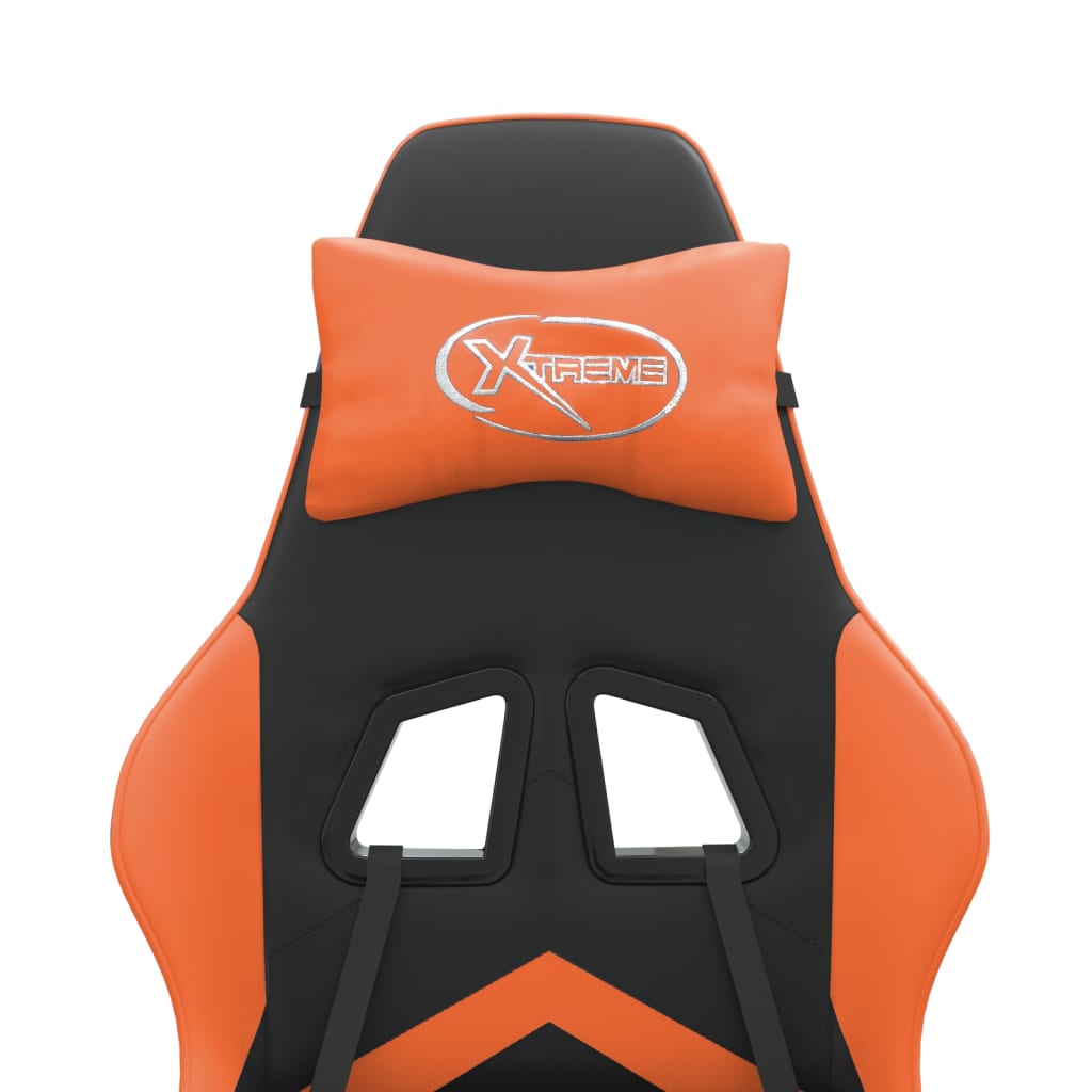 vidaXL drejelig gamingstol med fodstøtte kunstlæder sort og orange