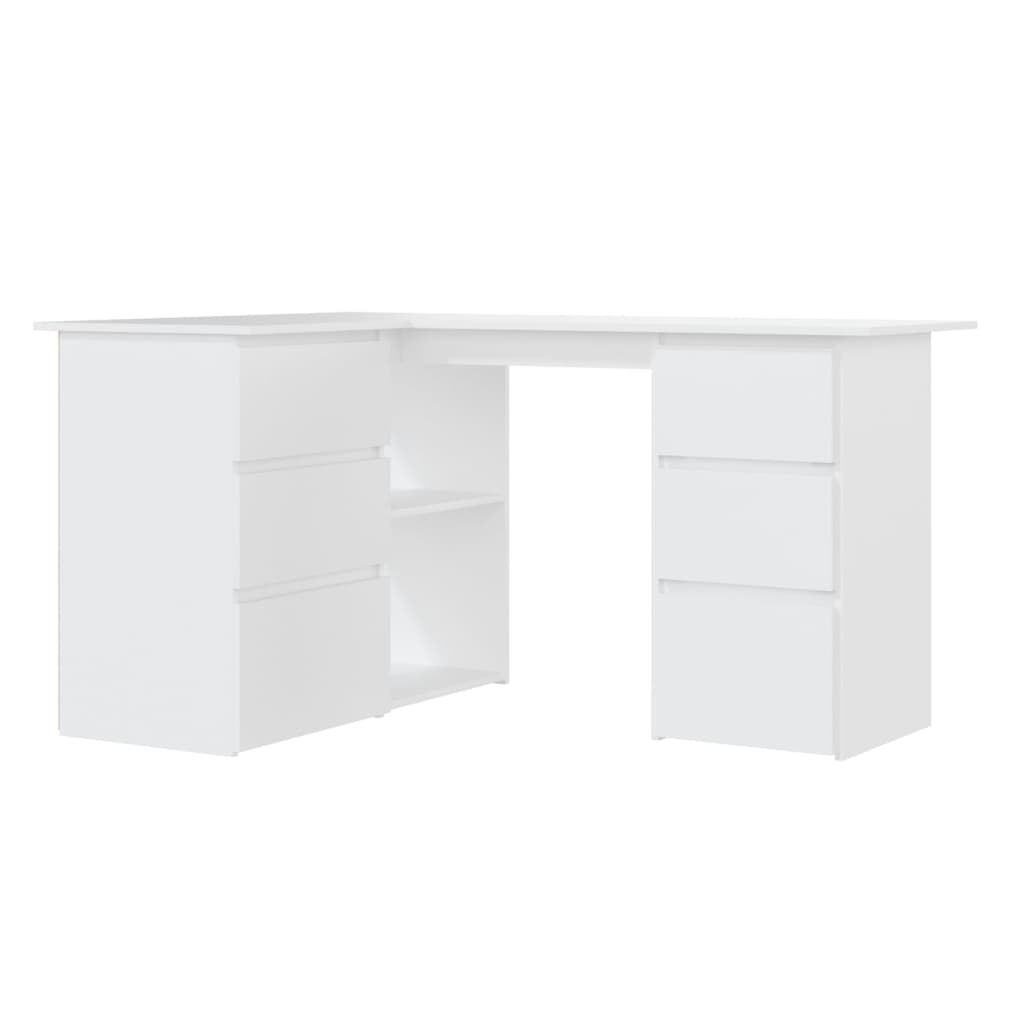 vidaXL skrivebord til hjørne 145x100x76 cm konstrueret træ hvid