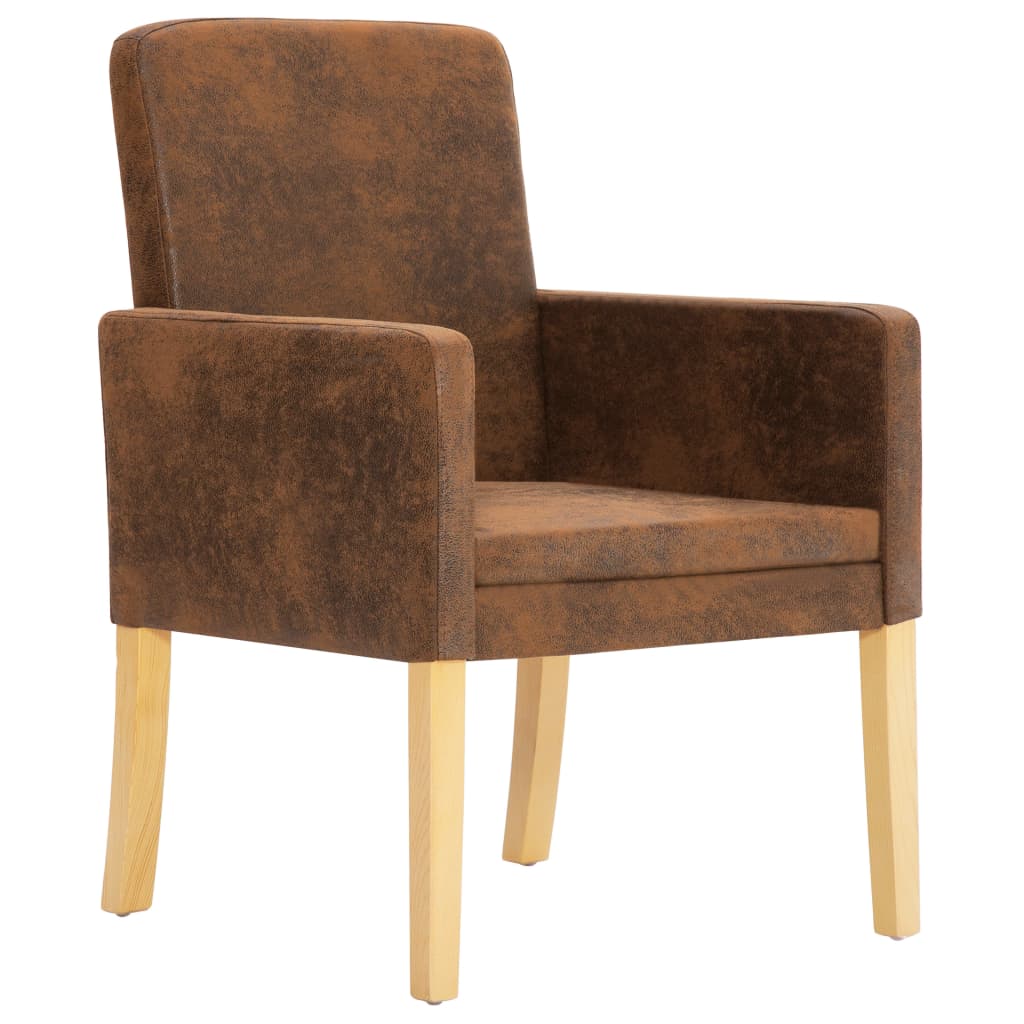 vidaXL spisebordsstole 2 stk. imiteret ruskind brun