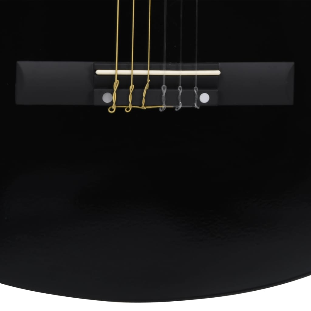 vidaXL klassisk western guitarsæt 12 dele med 6 strenge 38" sort