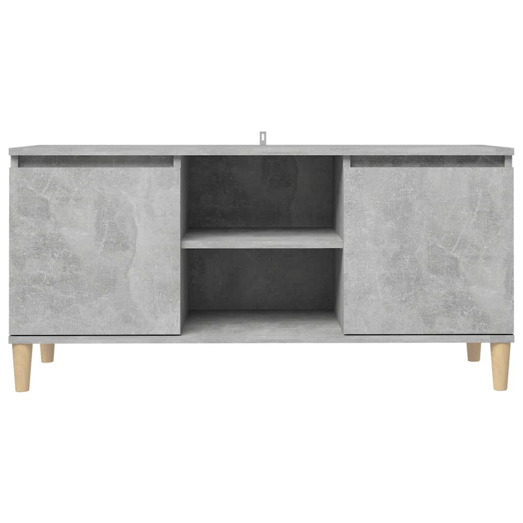 vidaXL tv-bord med massive træben 103,5x35x50 cm betongrå