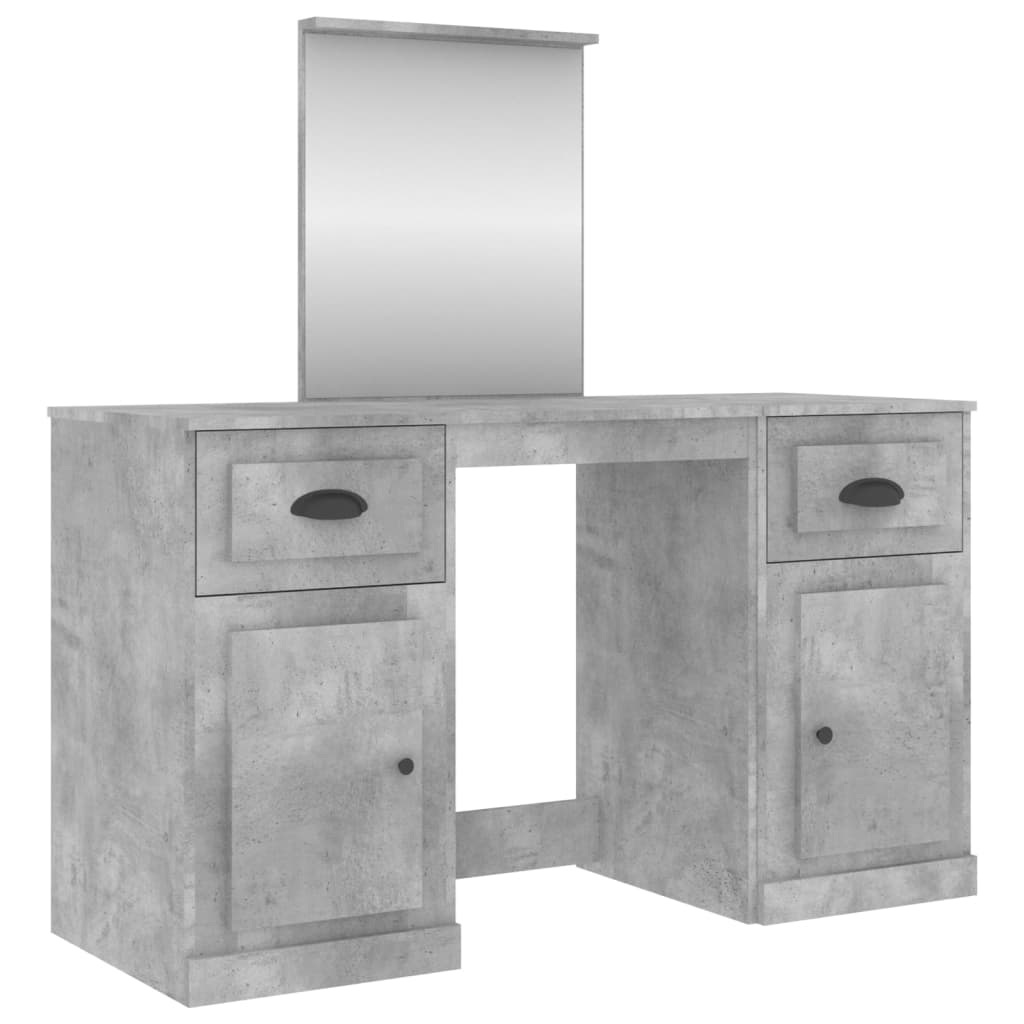 vidaXL makeupbord med spejl 130x50x132,5 cm betongrå