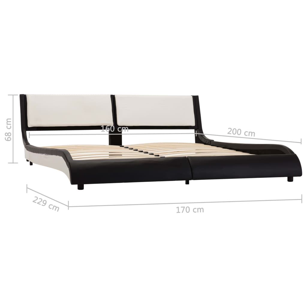 vidaXL sengestel 160 x 200 cm kunstlæder sort og hvid