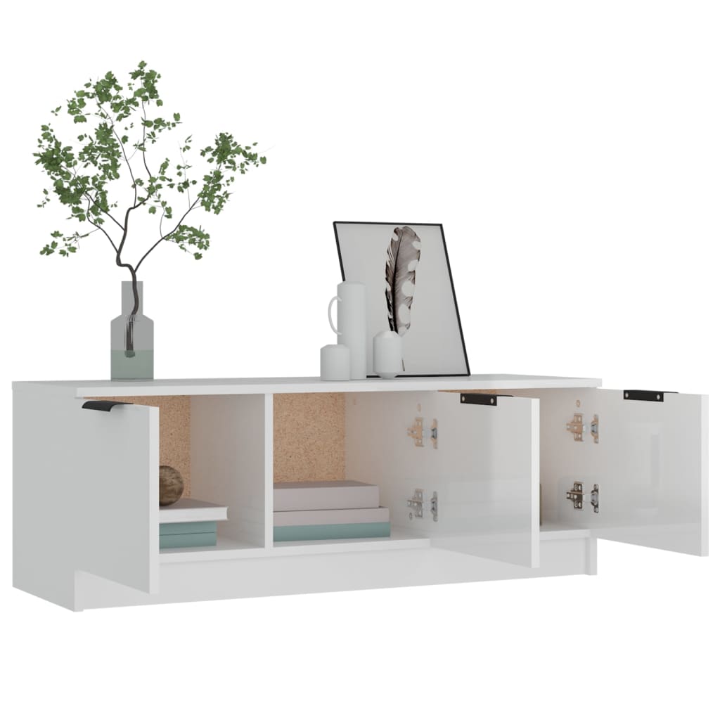 vidaXL tv-bord 100x35x55 cm konstrueret træ hvid højglans