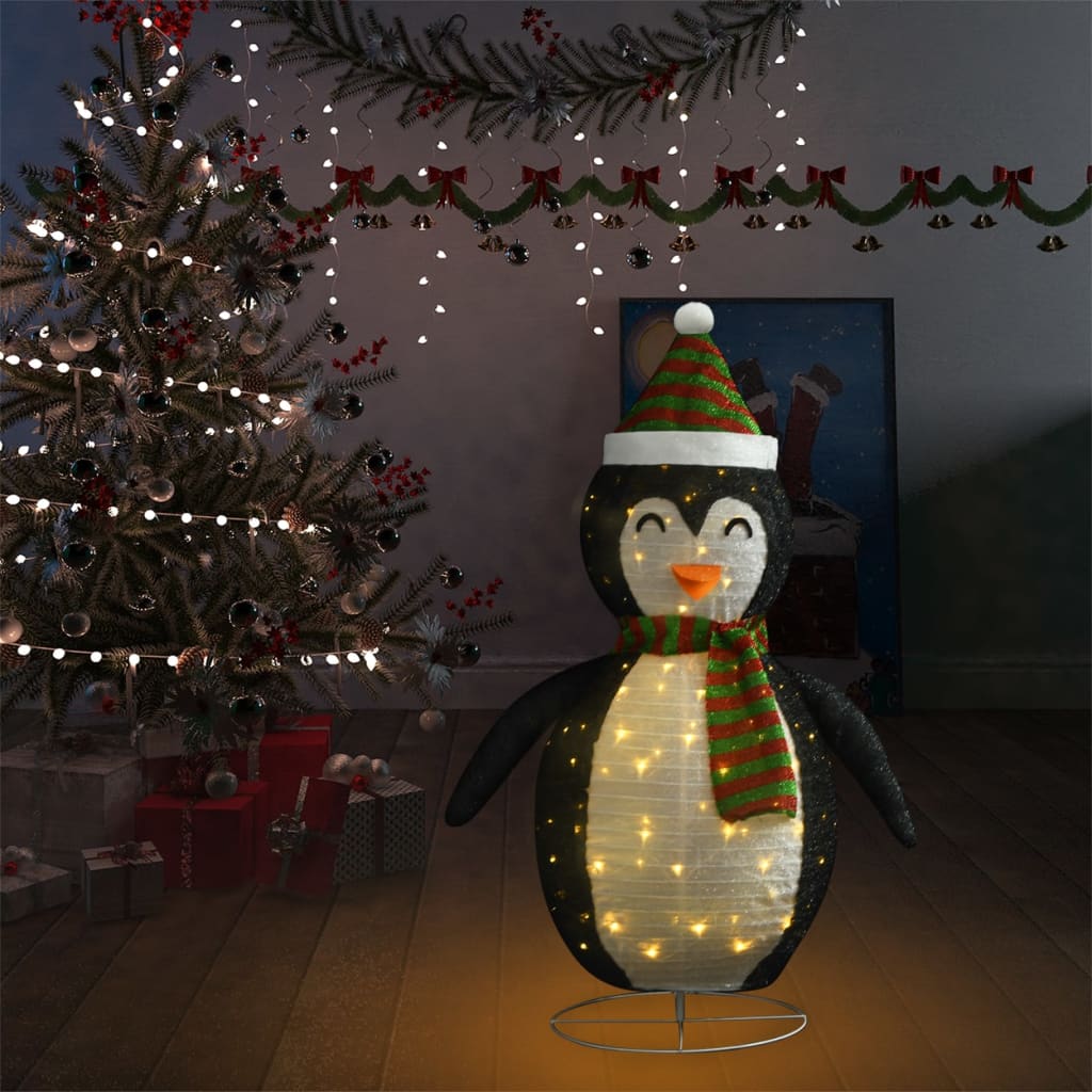 vidaXL dekorativ julepingvin m. LED-lys 120 cm luksuriøst stof