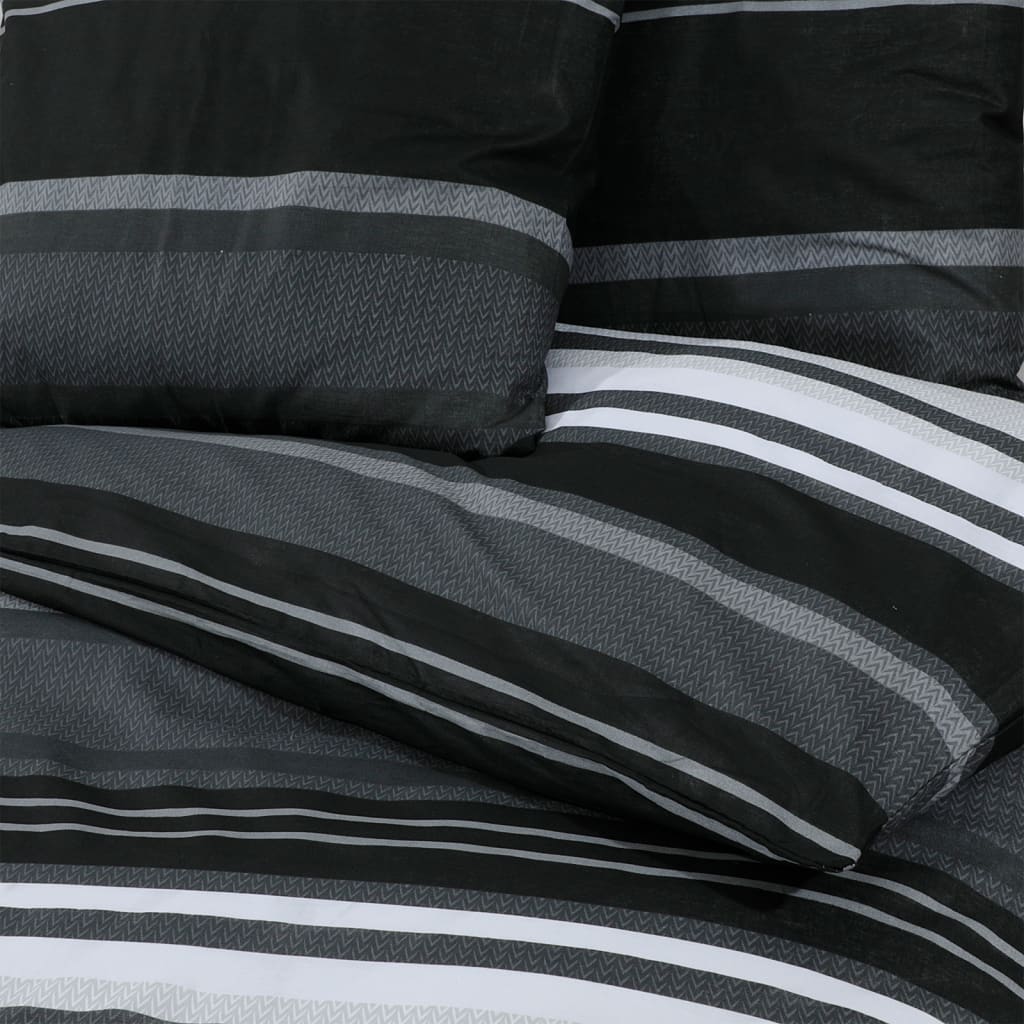 vidaXL sengetøj 135x200 cm bomuld sort og hvid