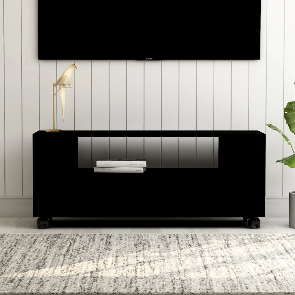 vidaXL tv-bord 120x35x48 cm konstrueret træ sort