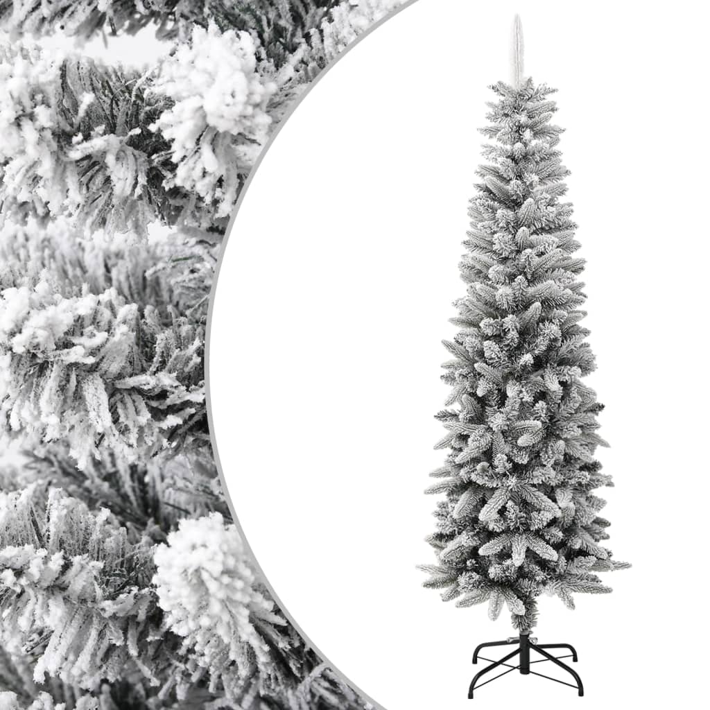vidaXL kunstigt smalt juletræ med sne 180 cm PVC og PE