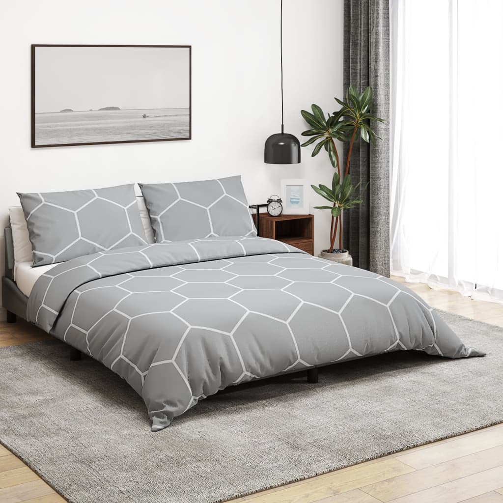 vidaXL sengetøj 260x240 cm bomuld grå
