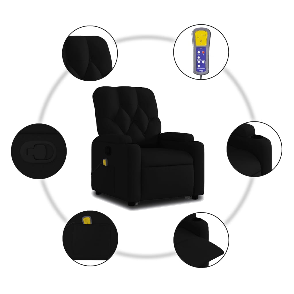 vidaXL løftestol med massage stof sort