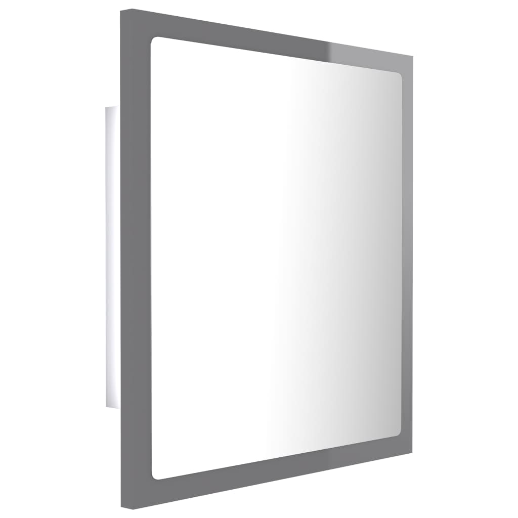 vidaXL badeværelsesspejl med LED-lys 40x8,5x37 cm akryl grå højglans