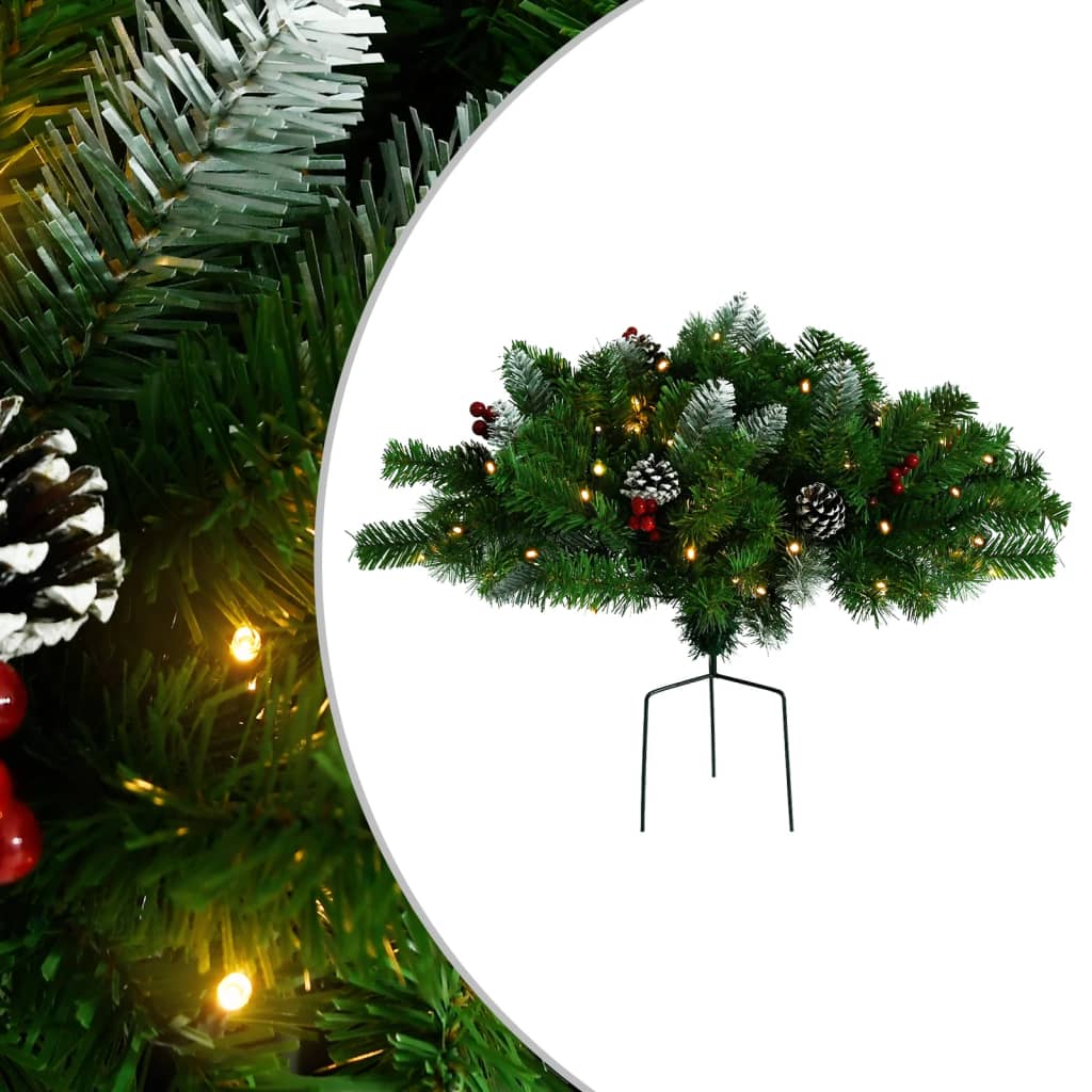 vidaXL kunstigt juletræ med lys til havesti 40 cm PVC grøn