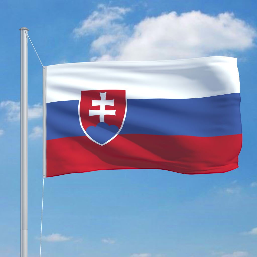 vidaXL Slovakiets flag og flagstang 6,2 m aluminium