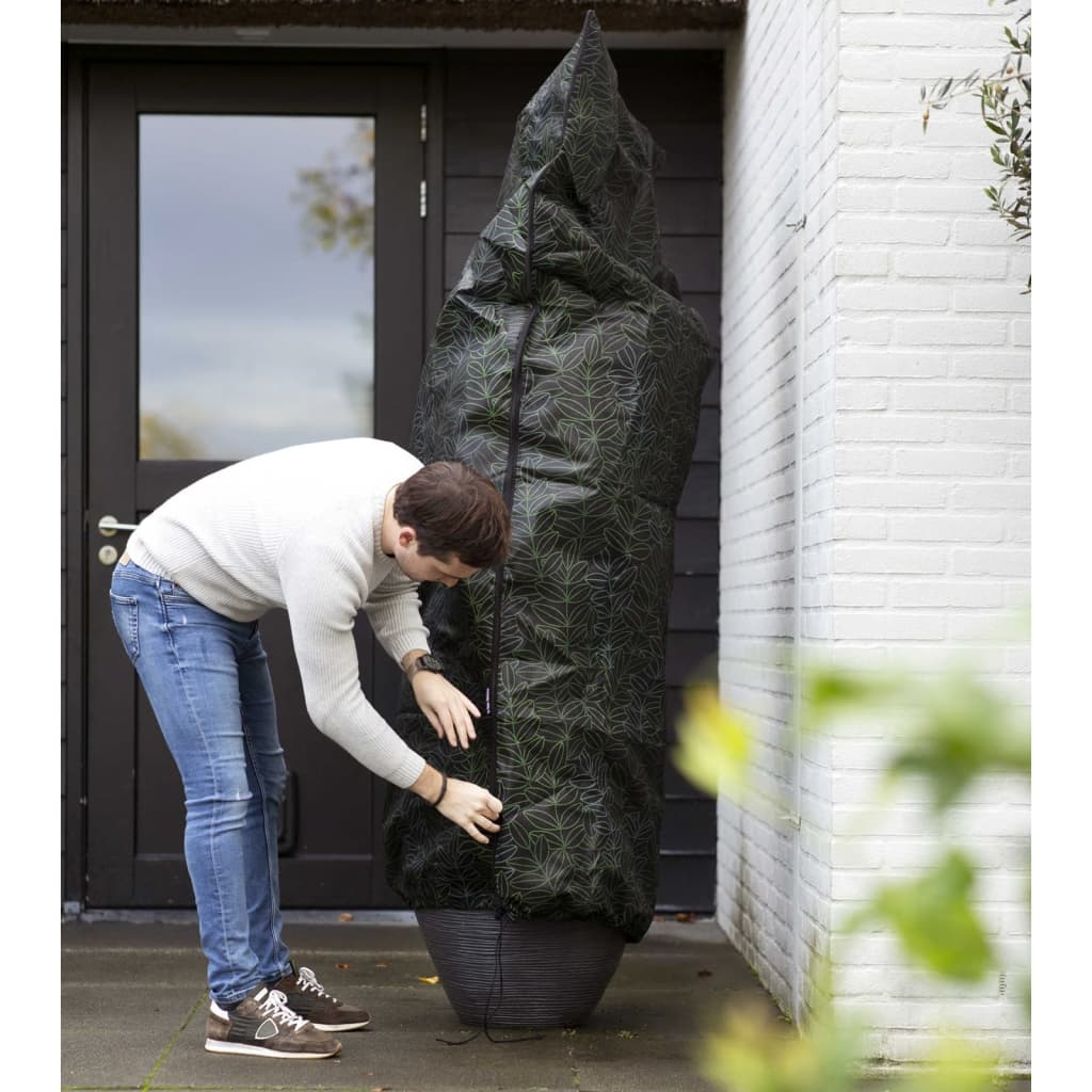 Capi planteovertræk stort 150x250 cm sort og grøn med print