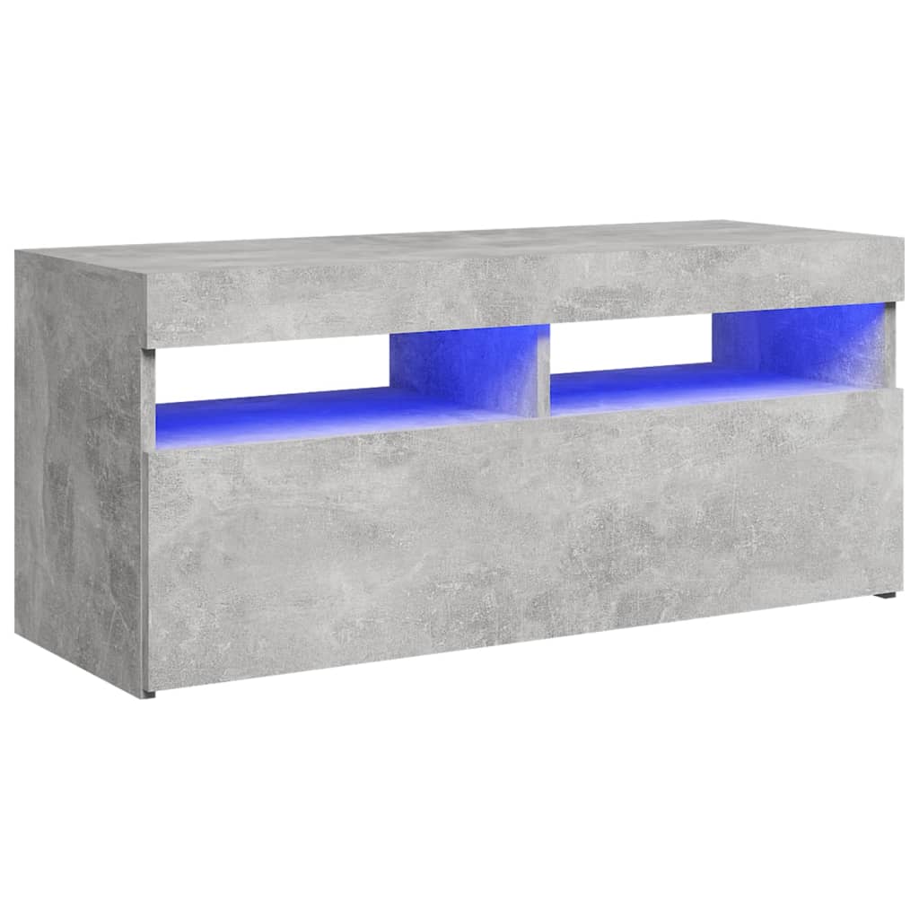 vidaXL tv-bord med LED-lys 90x35x40 cm betongrå