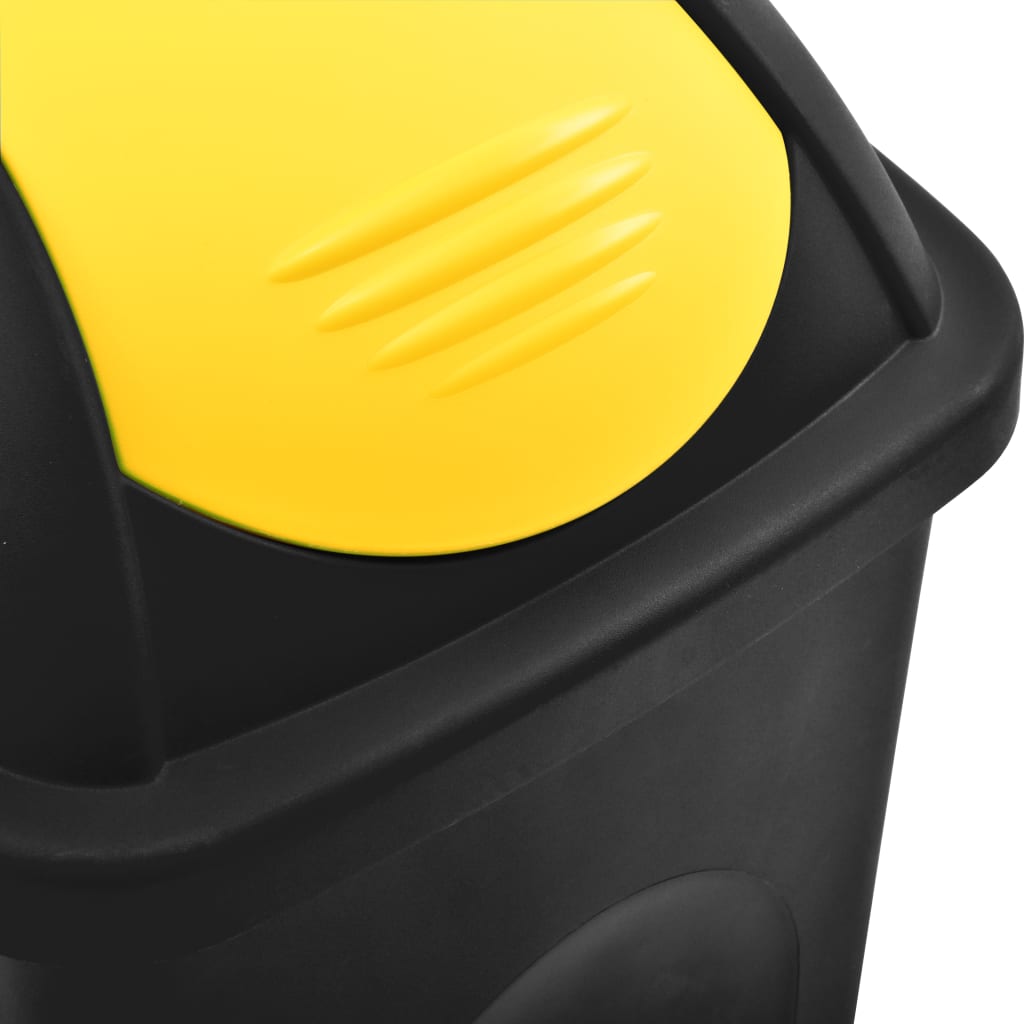 vidaXL skraldespand med svinglåg 60 l sort og gul