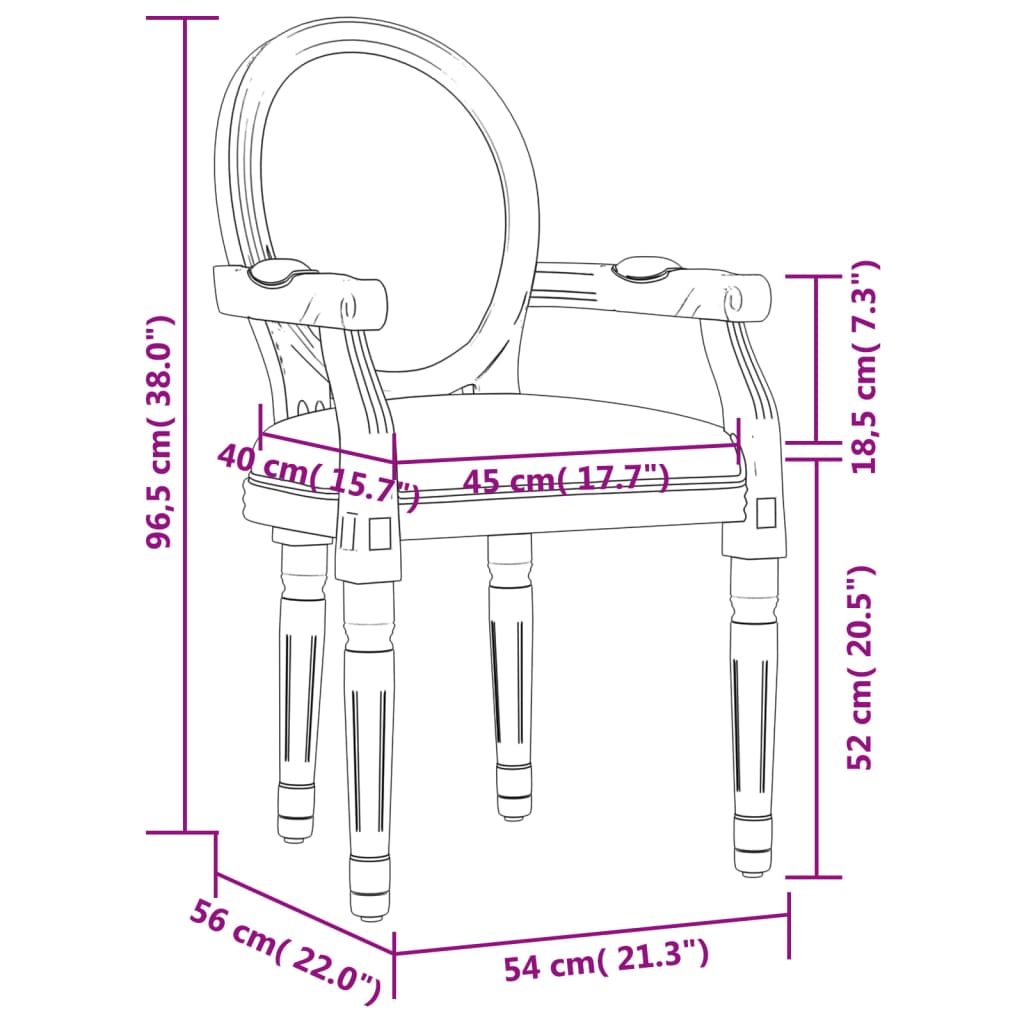 vidaXL spisebordsstol 54x56x96,5 cm stof mørkegrå