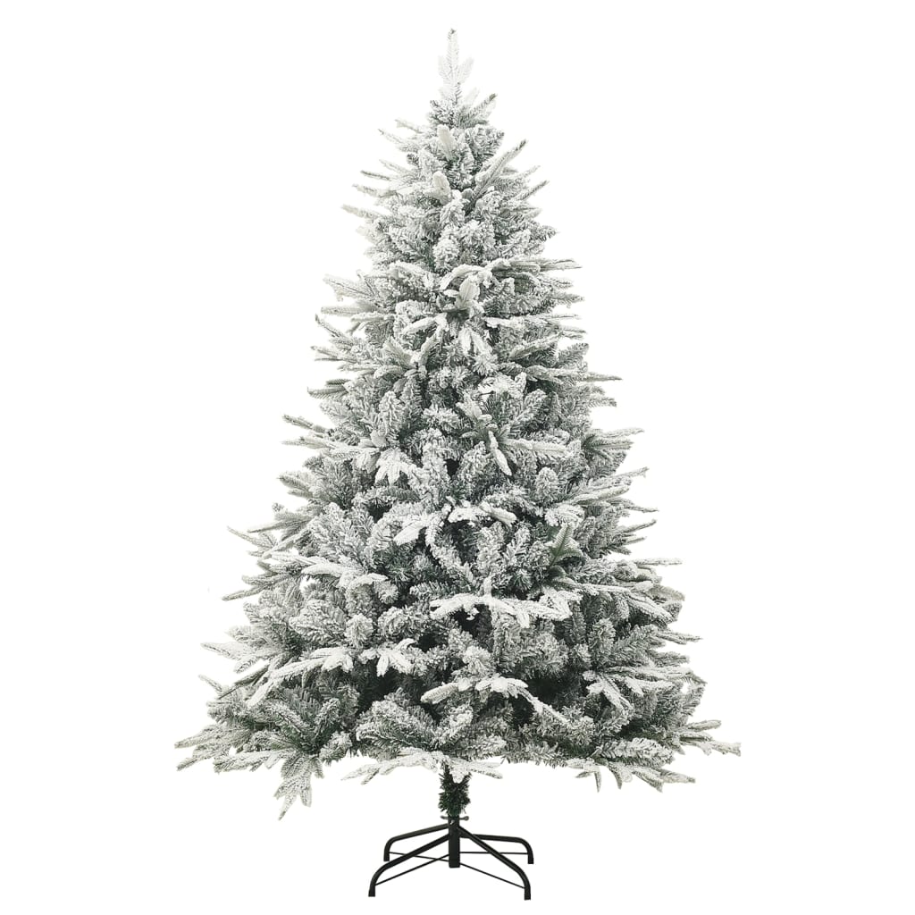 vidaXL kunstigt juletræ med puddersne 240 cm PVC og PE grøn