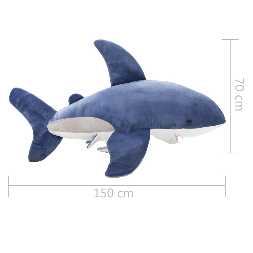 vidaXL tøjdyr hvid haj plysstof blå og hvid