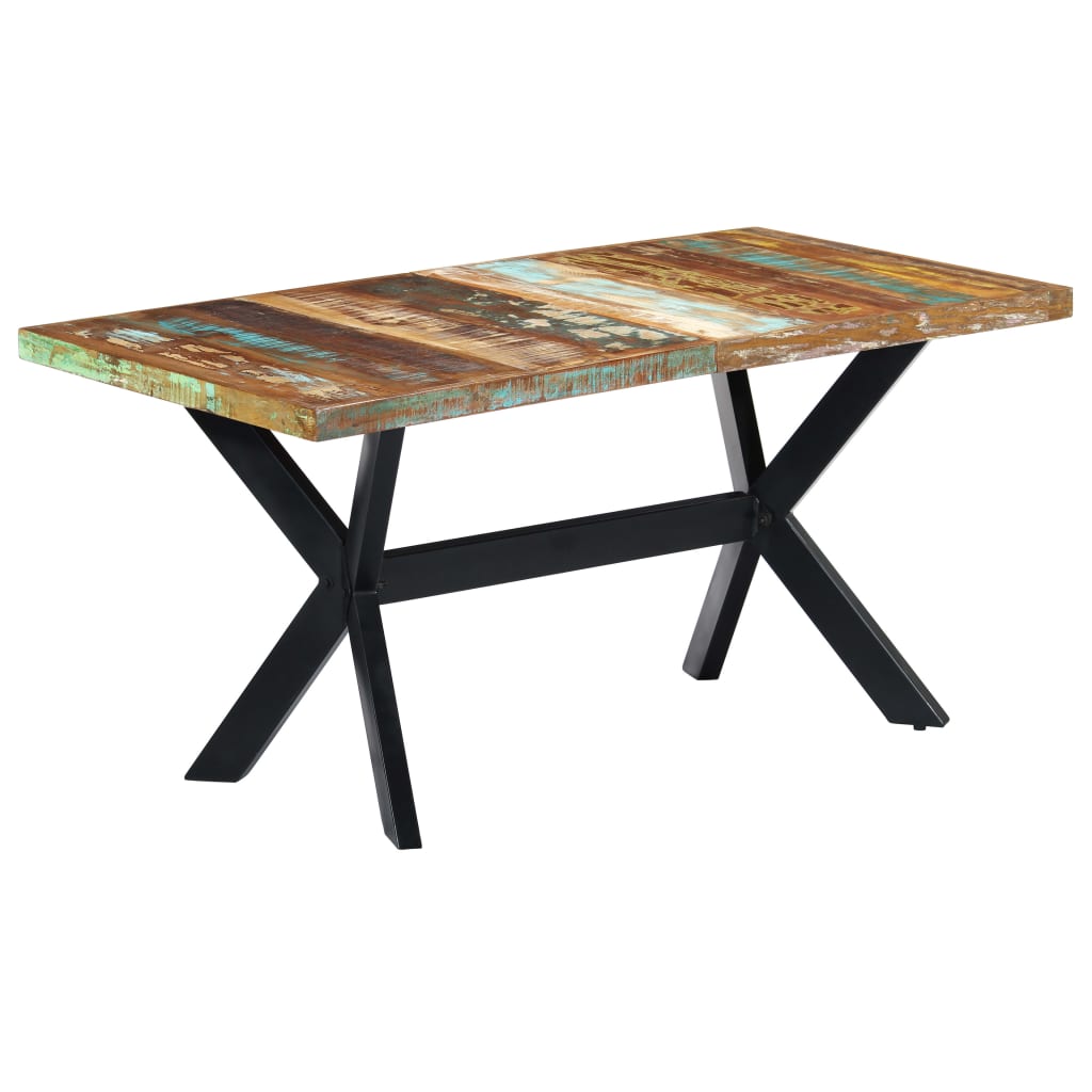 vidaXL spisebord 160x80x75 cm massivt genbrugstræ